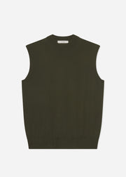 Shell Tank in Fine Cashmere - Olive - CO Collections